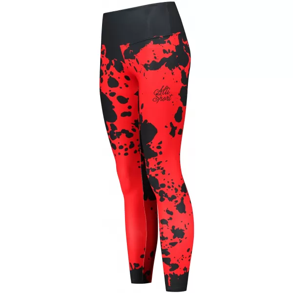  Jambiere lungi premium de damă ALTISPORT VOJ/ALW012LEG01 NEGRU/ROSU 