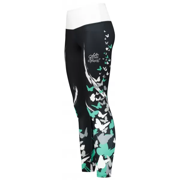  Jambiere lungi premium de damă ALTISPORT VOJ/ALW022LEG01 NEGRU/TURCOAZ 