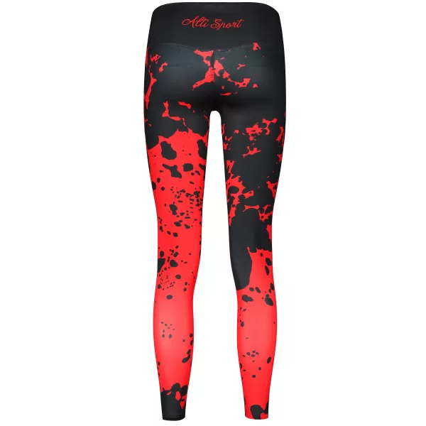  Jambiere lungi premium de damă ALTISPORT VOJ/ALW012LEG01 NEGRU/ROSU 