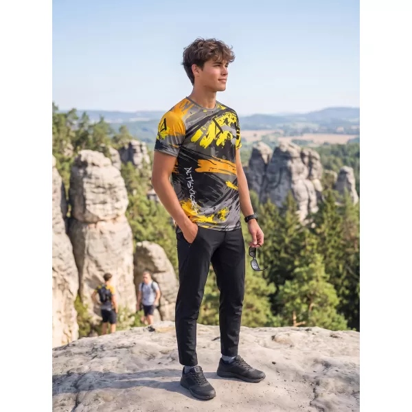  Tricou funcțional premium pentru bărbați ALTISPORT VOJ/ALM014TR01 NEGRU ȘI GALBEN 