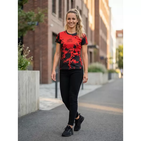  Tricou funcțional premium pentru femei ALTISPORT VOJ/ALW012TR01 NEGRU/ROSU 