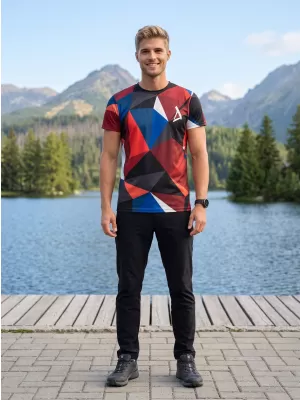 Tricou funcțional premium plus pentru bărbați ALTISPORT VOJ/ALM007TR02 BLEUMARIN/ROSU
