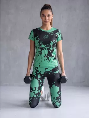 Jambiere lungi premium de damă ALTISPORT VOJ/ALW012LEG01 NEGRU/TURCOAZ