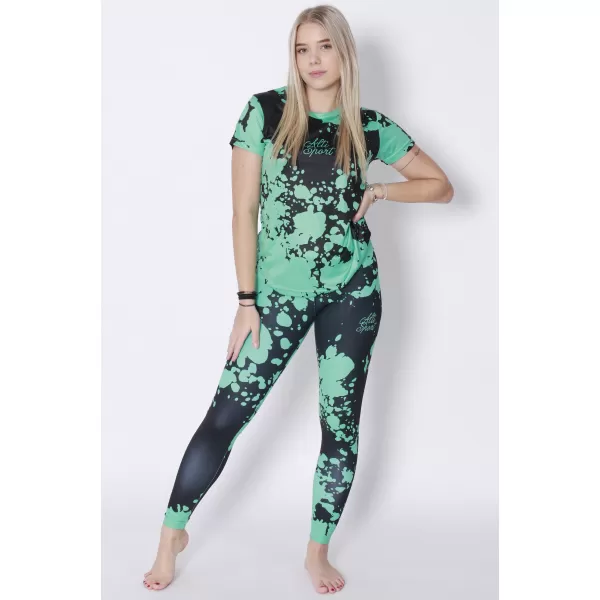  Jambiere lungi premium de damă ALTISPORT VOJ/ALW012LEG01 NEGRU/TURCOAZ 
