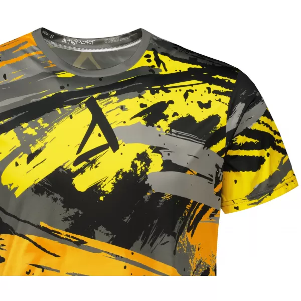  Tricou funcțional premium pentru bărbați ALTISPORT VOJ/ALM014TR01 NEGRU ȘI GALBEN 