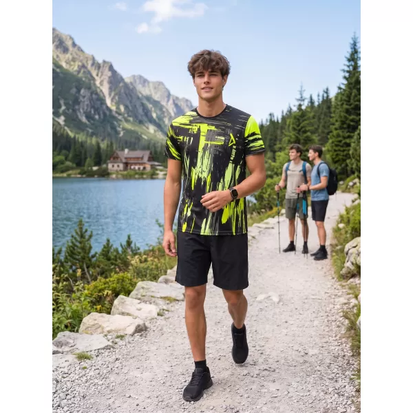  Tricou funcțional premium pentru bărbați ALTISPORT VOJ/ALM010TR01 NEGRU ȘI GALBEN 