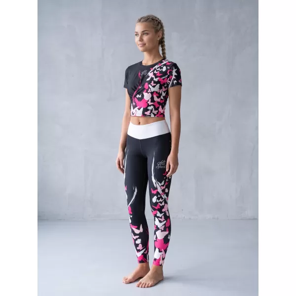  Jambiere lungi premium de damă ALTISPORT VOJ/ALW022LEG01 NEGRU ROZ 