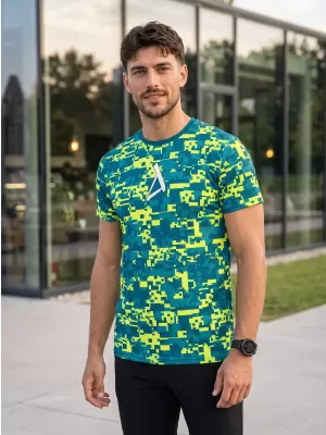 Tricou funcțional premium plus pentru bărbați ALTISPORT VOJ/ALM011TR02 KEROSEN/GALBEN NEON