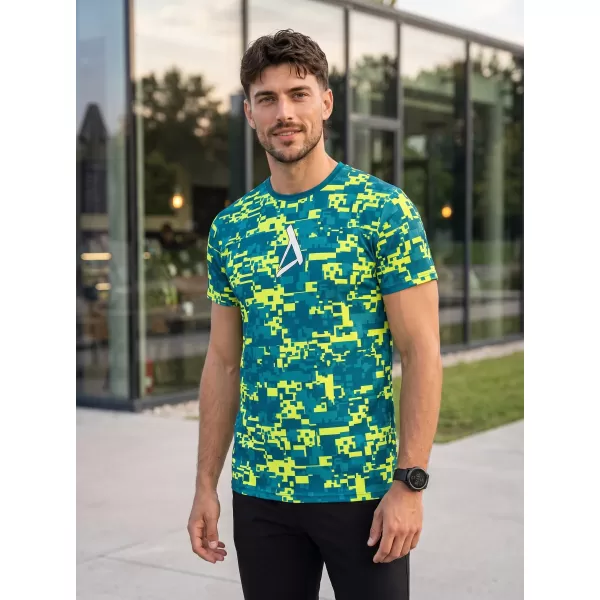  Tricou funcțional premium plus pentru bărbați ALTISPORT VOJ/ALM011TR02 KEROSEN/GALBEN NEON 