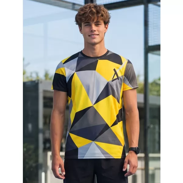  Tricou funcțional premium plus pentru bărbați ALTISPORT VOJ/ALM007TR02 NEGRU ȘI GALBEN 