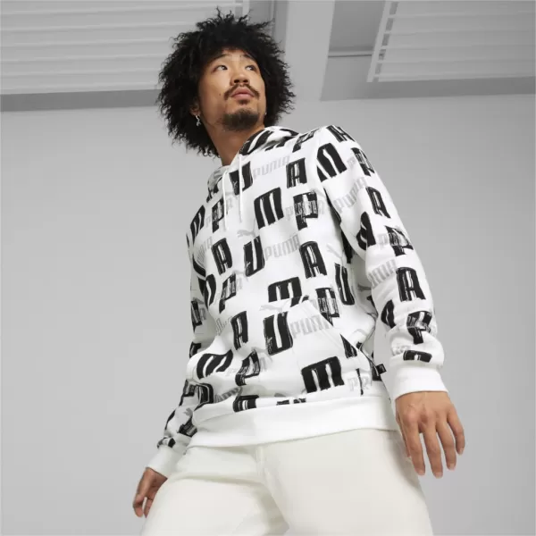  Hanorac pentru bărbați PUMA ESS+ LOGO LAB AOP HOODIE 678983-02 ALB 
