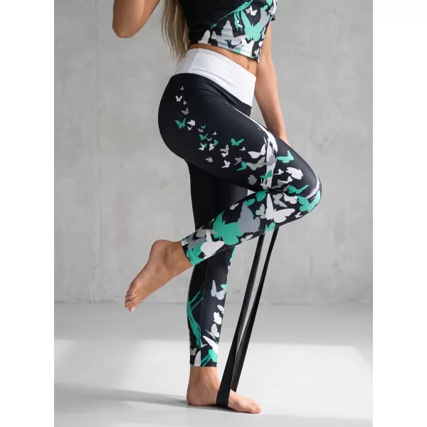  Jambiere lungi premium de damă ALTISPORT VOJ/ALW022LEG01 NEGRU/TURCOAZ 