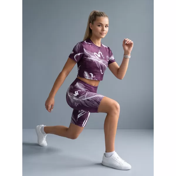  Jambiere de damă deasupra genunchiului premium ALTISPORT VOJ/ALW001LEG02 VIOLET/ALB 