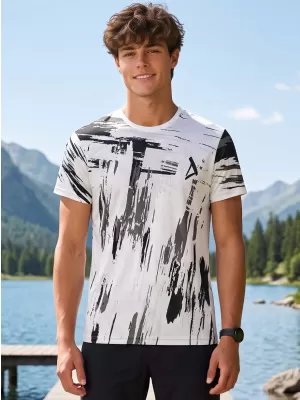 Tricou funcțional premium pentru bărbați ALTISPORT VOJ/ALM010TR01 ALB-NEGRU