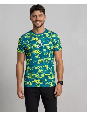 Tricou funcțional premium plus pentru bărbați ALTISPORT VOJ/ALM011TR02 KEROSEN/GALBEN NEON