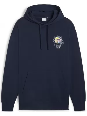 Hanorac pentru bărbați PUMA DOWNTOWN GRAPHIC HOODIE 624361-14 ALBASTRU