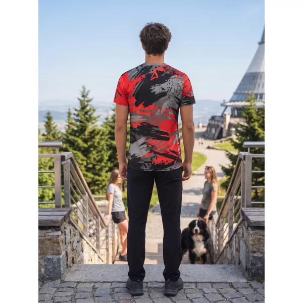  Tricou funcțional premium pentru bărbați ALTISPORT VOJ/ALM014TR01 NEGRU ȘI ROȘU 