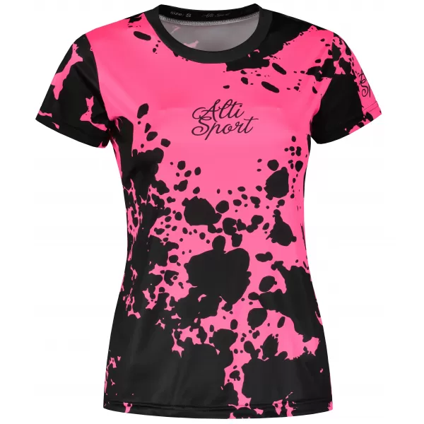  Tricou funcțional premium pentru femei ALTISPORT VOJ/ALW012TR01 NEGRU/ROZ FLUO 