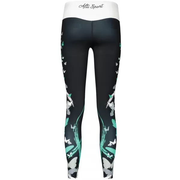  Jambiere lungi premium de damă ALTISPORT VOJ/ALW022LEG01 NEGRU/TURCOAZ 
