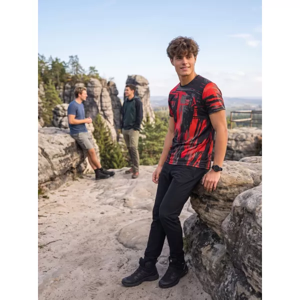  Tricou funcțional premium pentru bărbați ALTISPORT VOJ/ALM010TR01 NEGRU ȘI ROȘU 