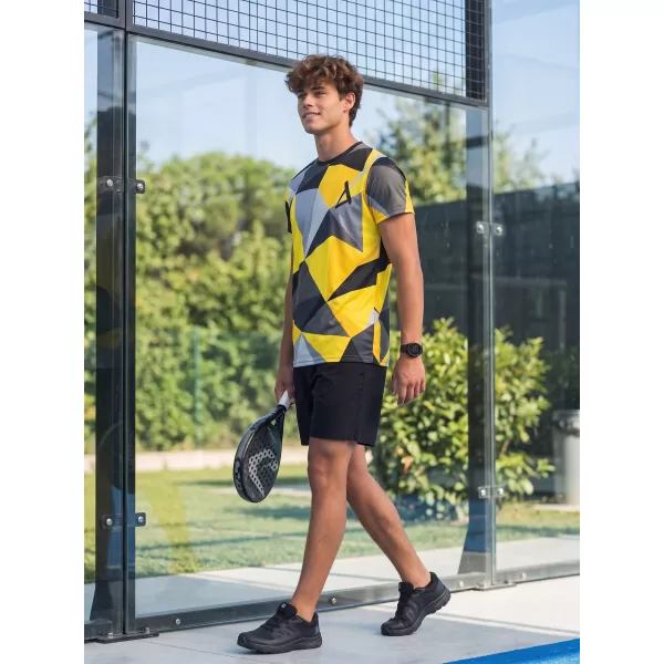  Tricou funcțional premium plus pentru bărbați ALTISPORT VOJ/ALM007TR02 NEGRU ȘI GALBEN 