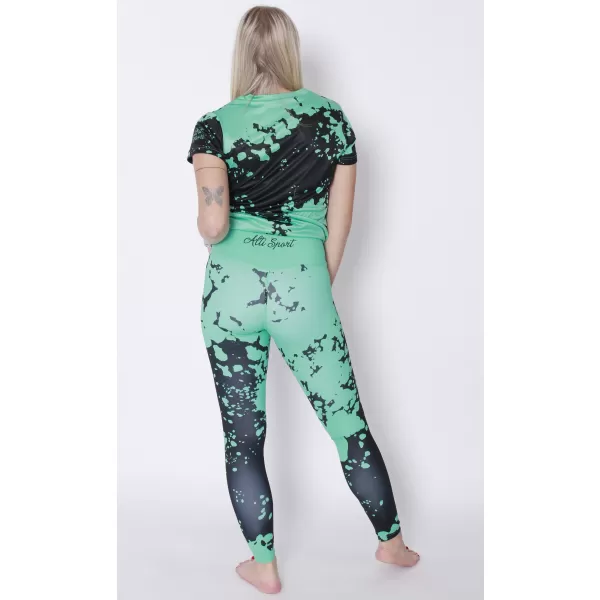  Jambiere lungi premium de damă ALTISPORT VOJ/ALW012LEG01 NEGRU/TURCOAZ 