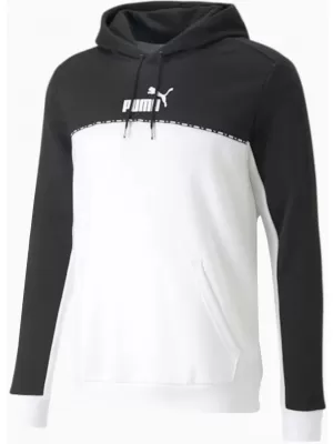 Hanorac pentru bărbați PUMA ESS BLOCK X TAPE HOODIE 675173-01 NEGRU