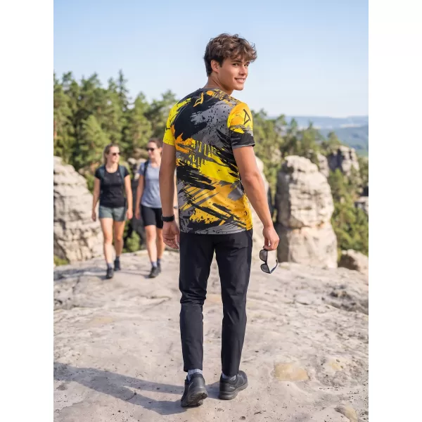  Tricou funcțional premium pentru bărbați ALTISPORT VOJ/ALM014TR01 NEGRU ȘI GALBEN 