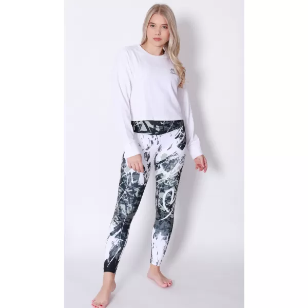  Jambiere lungi premium de damă ALTISPORT VOJ/ALW018LEG01 ALB-NEGRU 