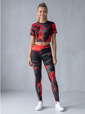 Jambiere lungi premium de damă ALTISPORT VOJ/ALW010LEG01 NEGRU ȘI ROȘU