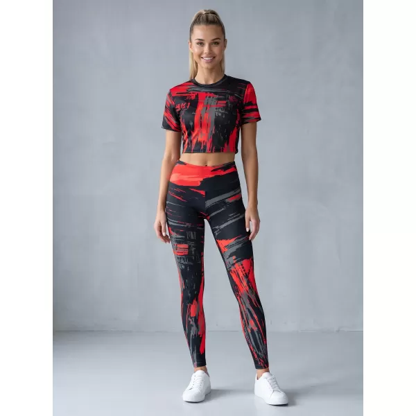  Jambiere lungi premium de damă ALTISPORT VOJ/ALW010LEG01 NEGRU ȘI ROȘU 