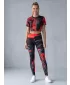 Jambiere lungi premium de damă ALTISPORT VOJ/ALW010LEG01 NEGRU ȘI ROȘU