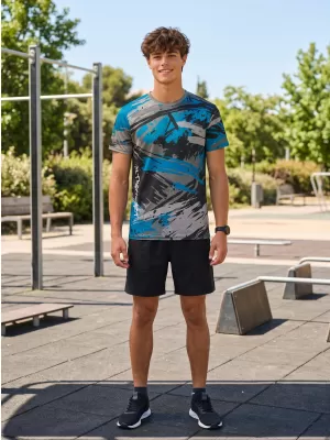 Tricou funcțional premium pentru bărbați ALTISPORT VOJ/ALM014TR01 NEGRU/KEROSEN