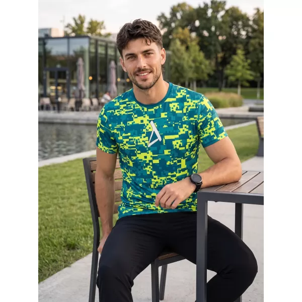 Tricou funcțional premium plus pentru bărbați ALTISPORT VOJ/ALM011TR02 KEROSEN/GALBEN NEON 