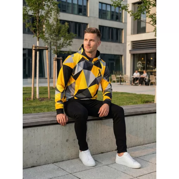  Hanorac funcțional premium pentru bărbați ALTISPORT VOJ/ALM007MI01 NEGRU ȘI GALBEN 