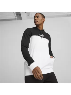 Hanorac pentru bărbați PUMA ESS BLOCK X TAPE HOODIE 675173-01 NEGRU