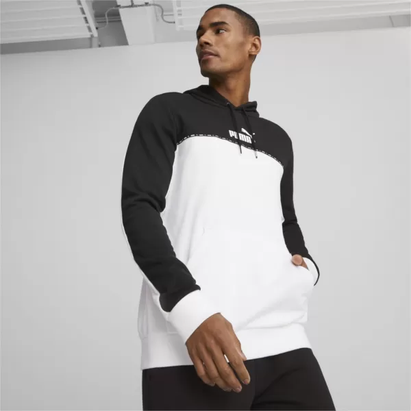  Hanorac pentru bărbați PUMA ESS BLOCK X TAPE HOODIE 675173-01 NEGRU 