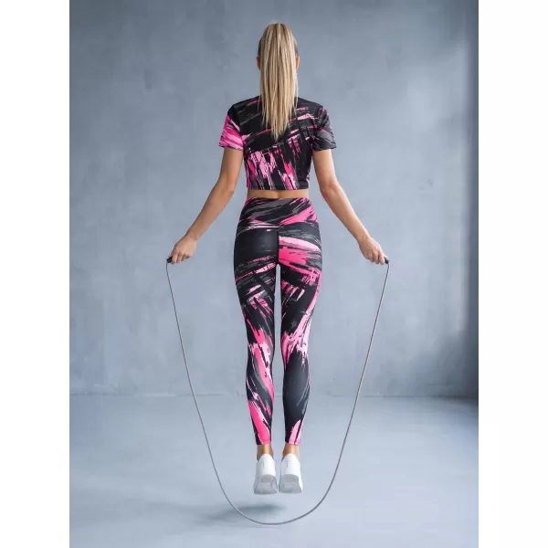  Jambiere lungi premium de damă ALTISPORT VOJ/ALW010LEG01 NEGRU/ROZ DESCHIS 