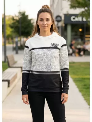 Hanorac premium pentru femei ALTISPORT VOJ/ALW023MI01 ALB-NEGRU