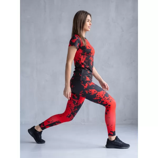  Jambiere lungi premium de damă ALTISPORT VOJ/ALW012LEG01 NEGRU/ROSU 