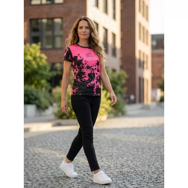  Tricou funcțional premium pentru femei ALTISPORT VOJ/ALW012TR01 NEGRU/ROZ FLUO 