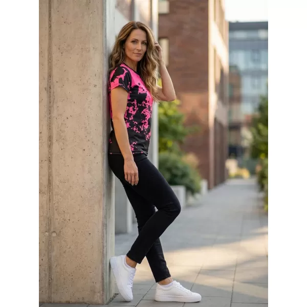  Tricou funcțional premium pentru femei ALTISPORT VOJ/ALW012TR01 NEGRU/ROZ FLUO 