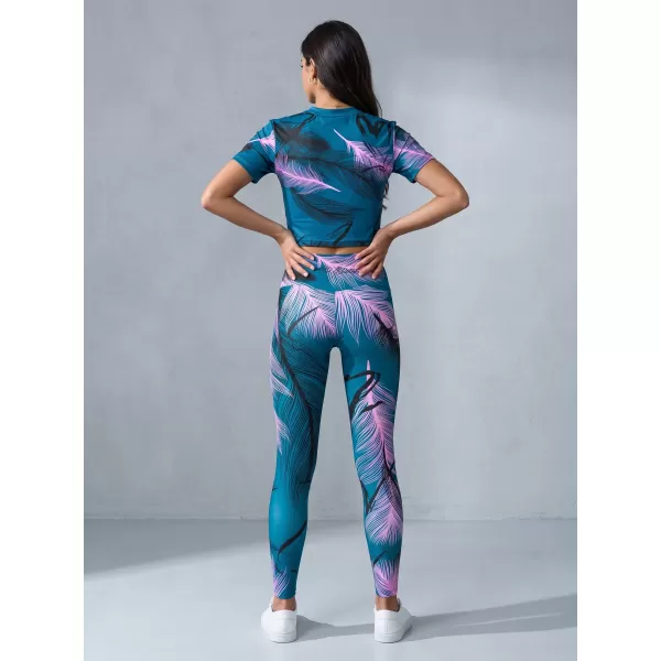  Jambiere lungi premium de damă ALTISPORT VOJ/ALW001LEG01 BENZINĂ/ROZ DESCHIS 