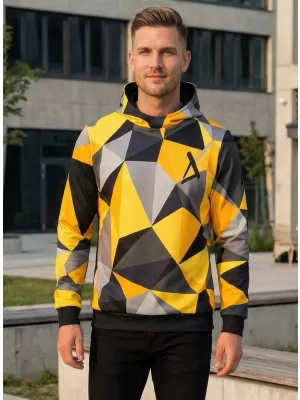 Hanorac funcțional premium pentru bărbați ALTISPORT VOJ/ALM007MI01 NEGRU ȘI GALBEN