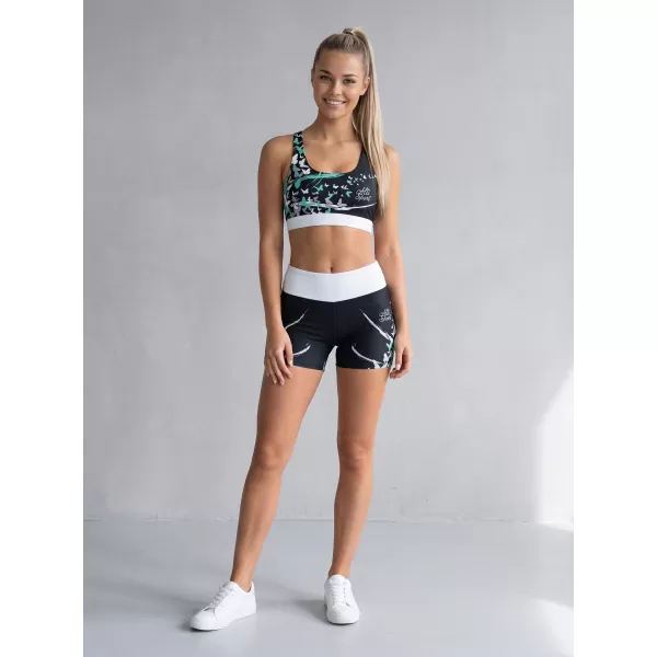  Jambiere scurte premium de damă ALTISPORT VOJ/ALW022LEG03 NEGRU/TURCOAZ 