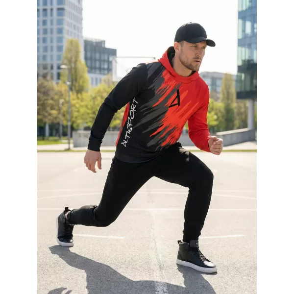  Hanorac funcțional premium pentru bărbați ALTISPORT VOJ/ALM006MI01 NEGRU ȘI ROȘU 