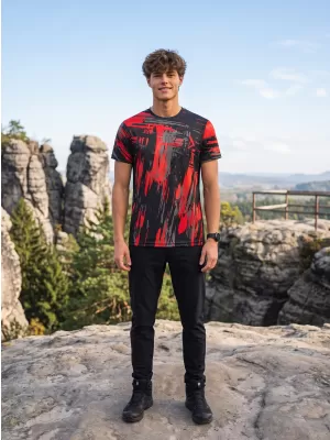 Tricou funcțional premium pentru bărbați ALTISPORT VOJ/ALM010TR01 NEGRU ȘI ROȘU