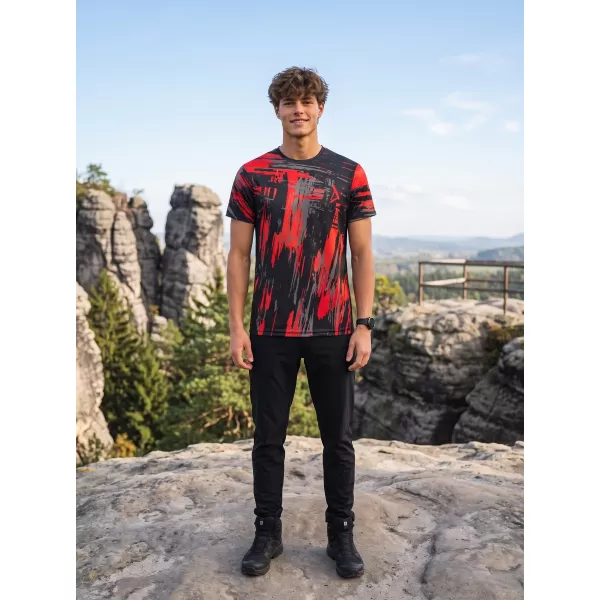  Tricou funcțional premium pentru bărbați ALTISPORT VOJ/ALM010TR01 NEGRU ȘI ROȘU 