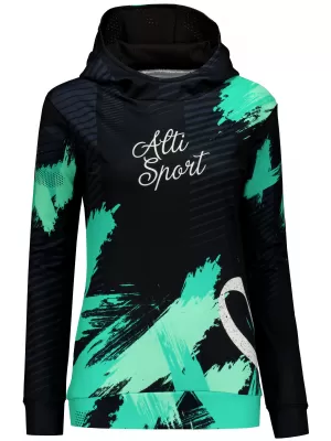 Hanorac funcțional premium pentru femei ALTISPORT VOJ/ALW027MI01 NEGRU/TURCOAZ