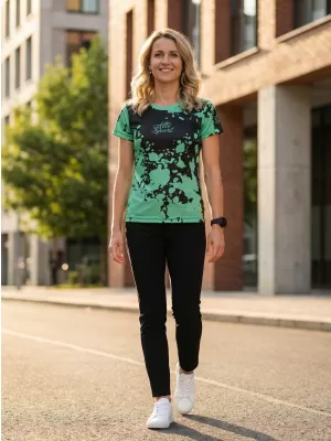Tricou funcțional premium pentru femei ALTISPORT VOJ/ALW012TR01 NEGRU/TURCOAZ